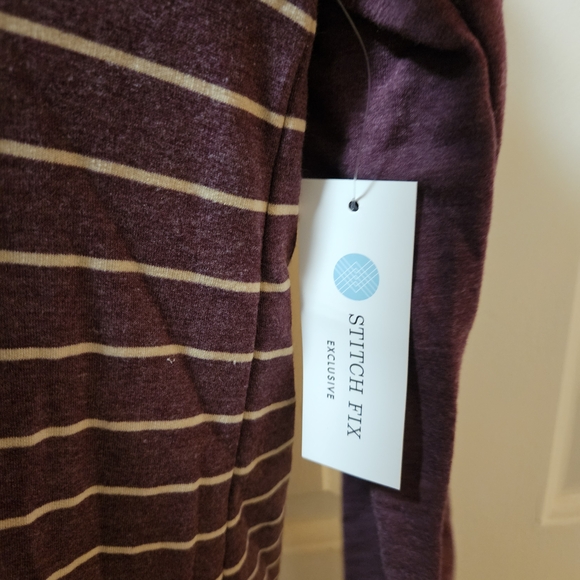 Pink Clover Purple Striped Cowl Neck Long Sleeve - Picture 8 of 12